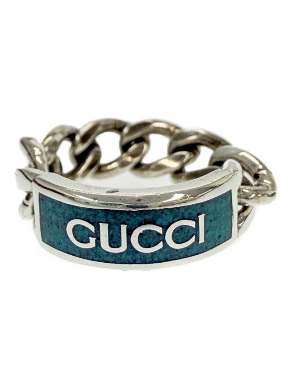 Gucci Silver Logo Golmet Chain Ring